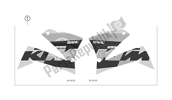 All parts for the Decal of the KTM 625 SMC Australia United Kingdom 2006