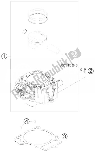 All parts for the Cylinder of the KTM 690 Duke Orange Australia United Kingdom 2010