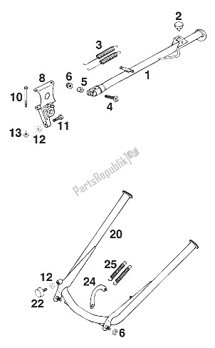 All parts for the Stand Main - Stand Side Lc4'96 of the KTM 620 EGS WP 37 KW 20 LT ROT Europe 1996