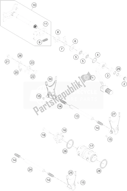 All parts for the Shifting Mechanism of the KTM 450 EXC Europe 2014