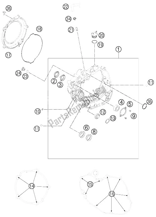 All parts for the Clutch Cover of the KTM 450 SX F Europe 2012