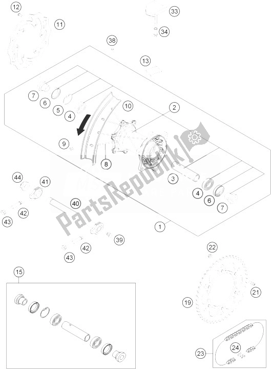 Toutes les pièces pour le Roue Arrière du KTM 200 XC W USA 2014