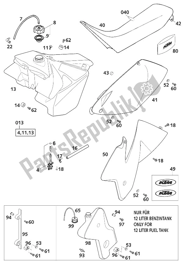 All parts for the Tank - Seat - Cover 250- of the KTM 250 MXC USA 2001