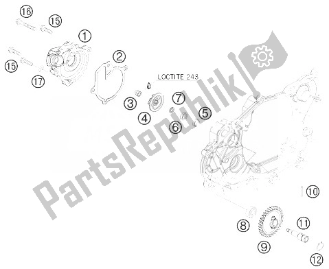 All parts for the Water Pump of the KTM 450 EXC Champion Edit Europe 2010