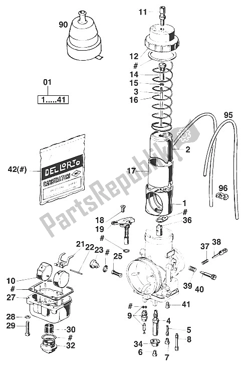 Toutes les pièces pour le Carburateur Vhsb37 Fd du KTM 125 EGS M ö 6 KW France 1997