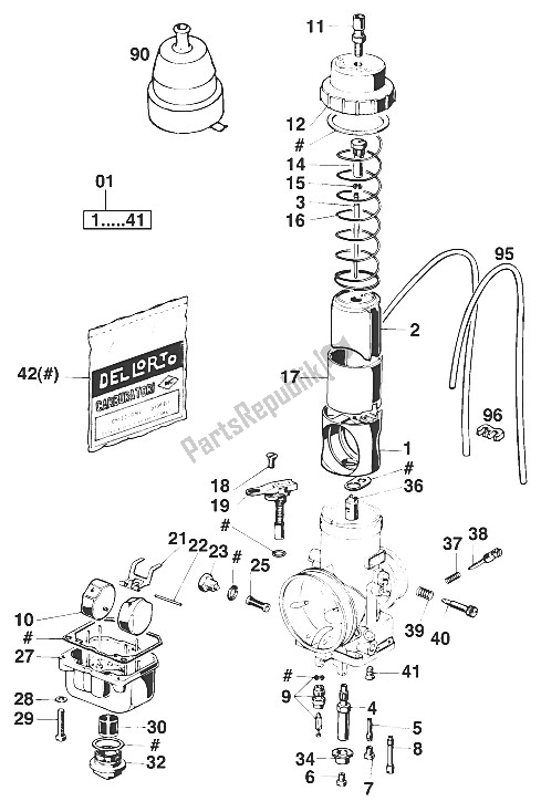 All parts for the Carburetor Vhsb37 Fd of the KTM 125 EXC M O Europe 1997