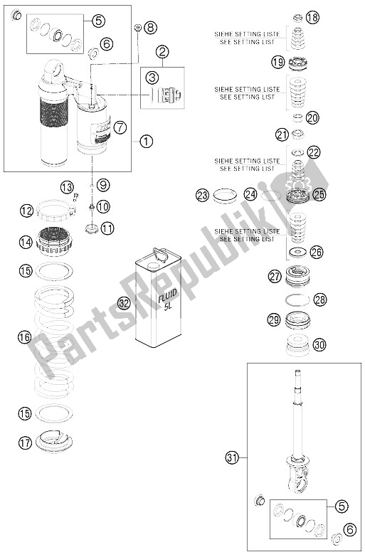 All parts for the Shock Absorber Disassembled of the KTM Freeride 350 Australia 2016