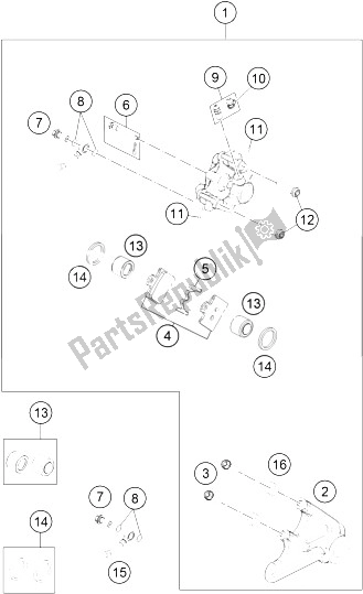 All parts for the Brake Caliper Rear of the KTM Freeride E SX Europe 0 2015