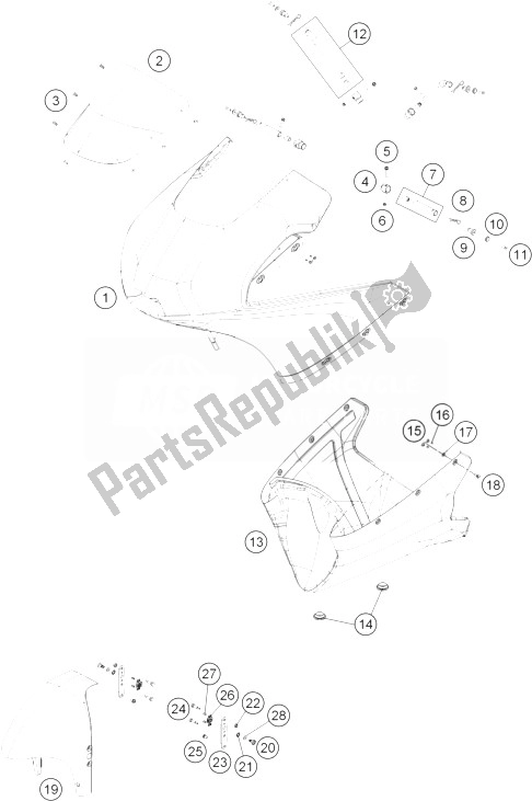 All parts for the Mask, Fender of the KTM RC 250 R Europe 2013