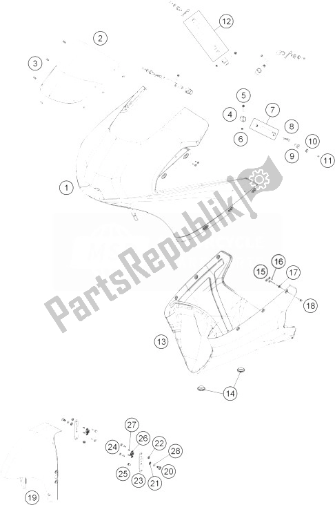 Alle onderdelen voor de Masker, Spatbord van de KTM RC 250 R Europe 2014