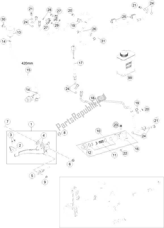 All parts for the Rear Brake Control of the KTM 690 Enduro R ABS Australia 2015