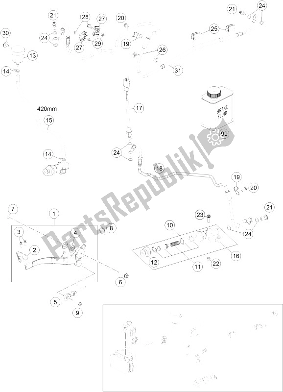 Wszystkie części do Sterowanie Tylnym Hamulcem KTM 690 SMC R ABS Australia 2016