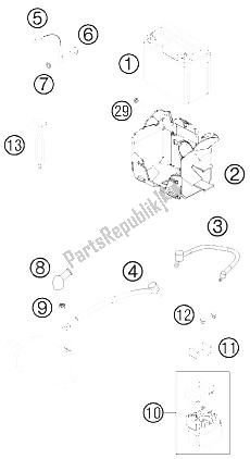 All parts for the Battery of the KTM 350 XC F USA 2015