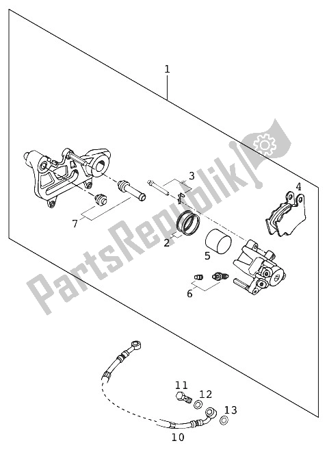 All parts for the Brake Caliper Rear Lc4 '97 of the KTM 400 EGS 20 KW 11 LT Orange Europe 1997