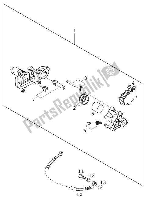 Todas las partes para Pinza De Freno Trasera Adventure'97 de KTM 640 LC 4 Silber USA 2000