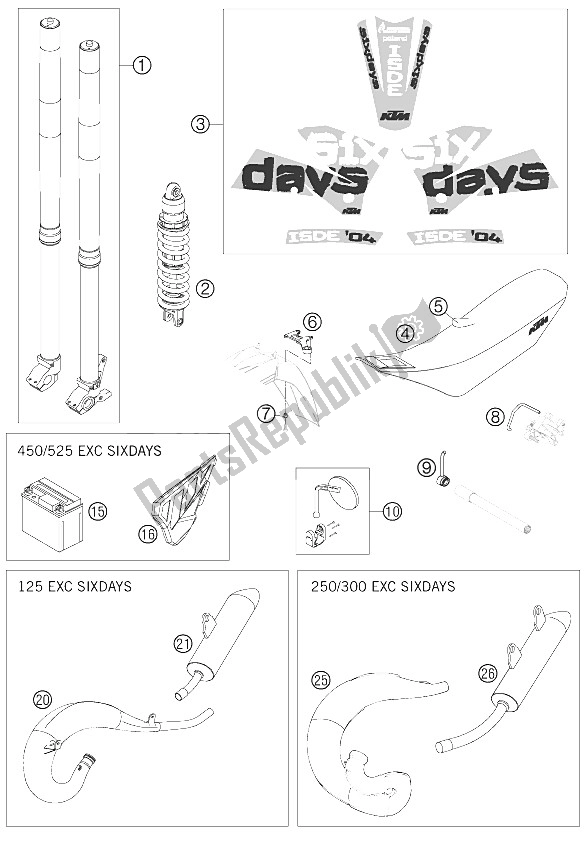 All parts for the New Parts of the KTM 450 SX Steve Ramon Europe 2005