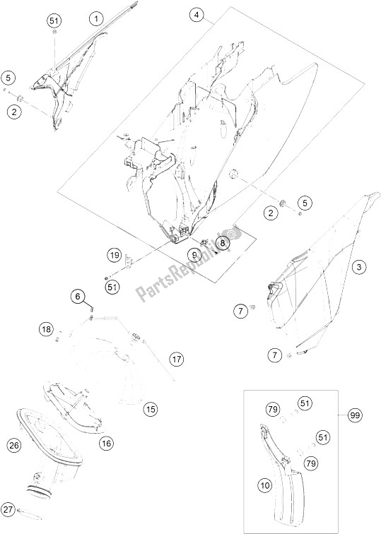 Todas as partes de Filtro De Ar do KTM 250 XCF W USA 2016