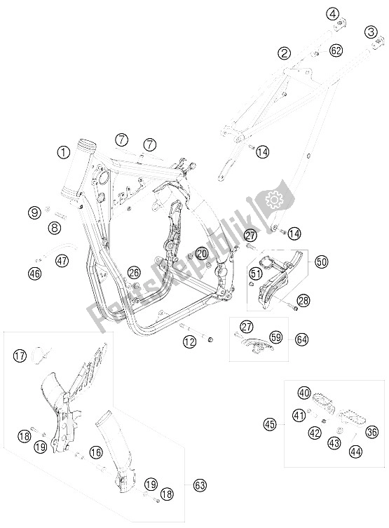 All parts for the Frame of the KTM 450 XC W South Africa 2009