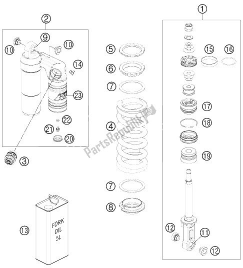 Tutte le parti per il Monoshock Smontato del KTM 990 Supermoto R France 2012