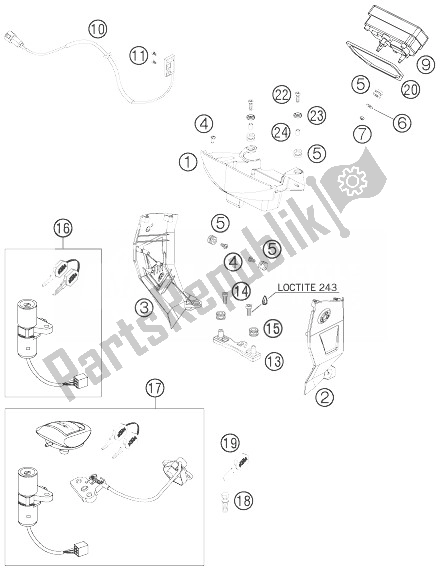 All parts for the Speedometer of the KTM 950 Supermoto Black USA 2007