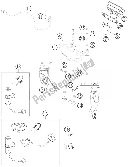 All parts for the Speedometer of the KTM 950 Supermoto R Europe 2007