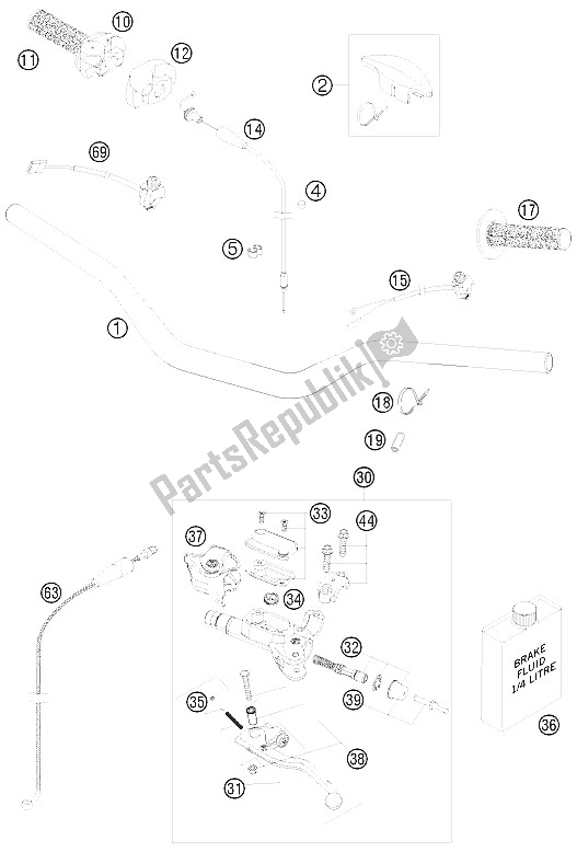 Toutes les pièces pour le Guidon, Commandes du KTM 250 XC W USA 2008