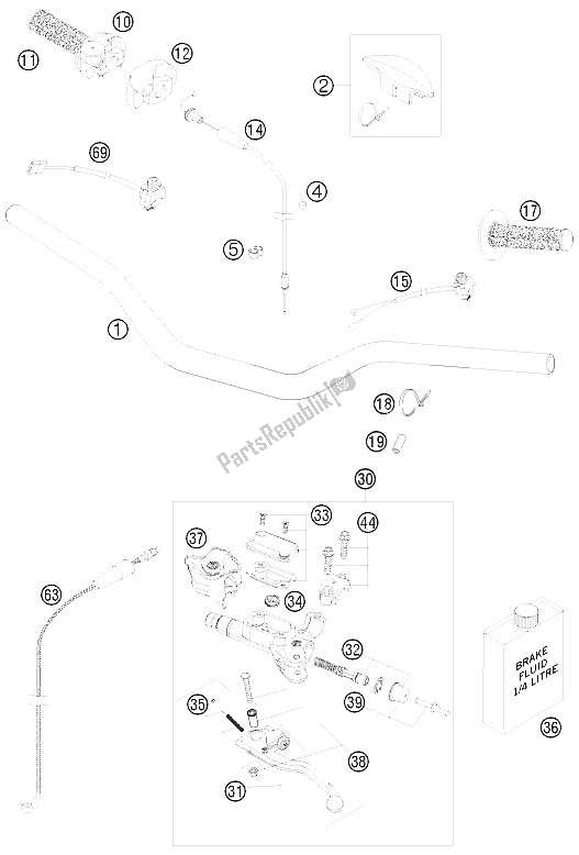 All parts for the Handlebar, Controls of the KTM 300 XC W South Africa 2008