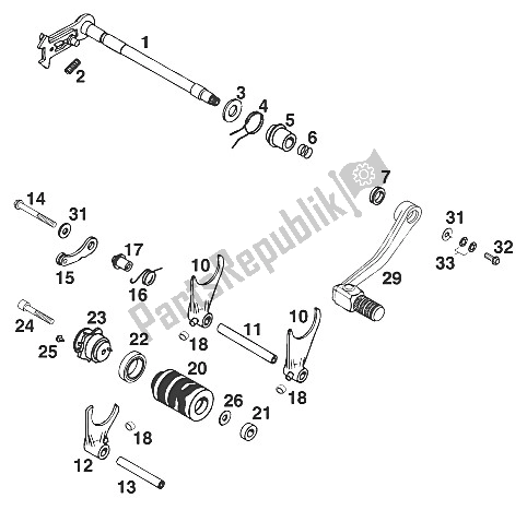 All parts for the Gear Change Mechanism Lc4 Sx,sc,sxc '99 of the KTM 400 SXC USA 2000