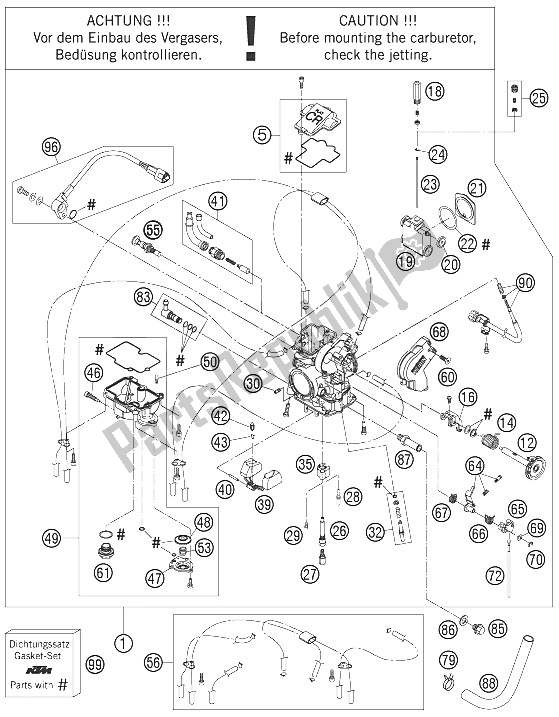Todas las partes para Carburador de KTM 250 EXC F Factory Edit Europe 2011