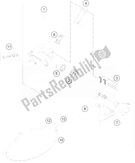 All parts for the Brake Caliper Rear of the KTM 250 EXC F Europe 2014