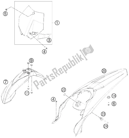All parts for the Mask, Fenders of the KTM 350 SX F Europe 2012