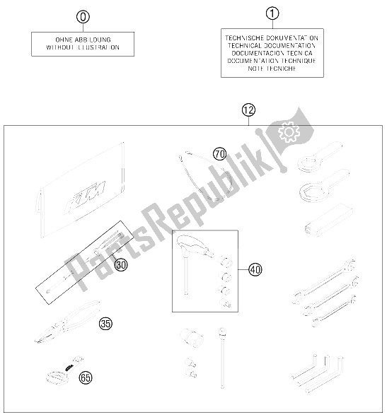 All parts for the Accessories Kit of the KTM 990 Super Duke Black Europe 2011