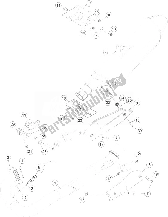 All parts for the Exhaust System of the KTM 690 SMC R ABS Australia 2014