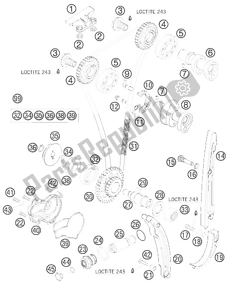 Tutte le parti per il Unità Di Cronometraggio del KTM 250 XC F USA 2009