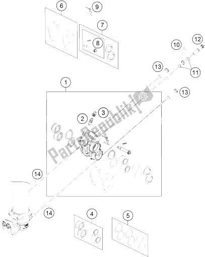 All parts for the Brake Caliper Front of the KTM Freeride E SX Europe 0 2015