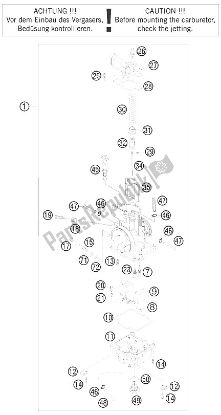 Tutte le parti per il Carburatore del KTM 125 SX Europe 2011