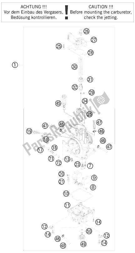 Tutte le parti per il Carburatore del KTM 150 SX Europe 2012