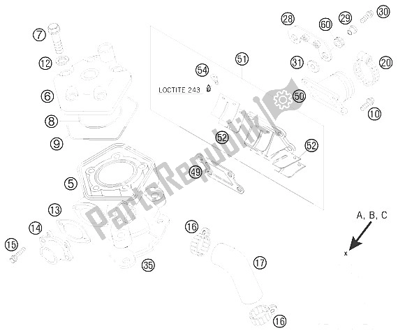Tutte le parti per il Cilindro, Testata del KTM 50 SX Europe 6001H4 2008