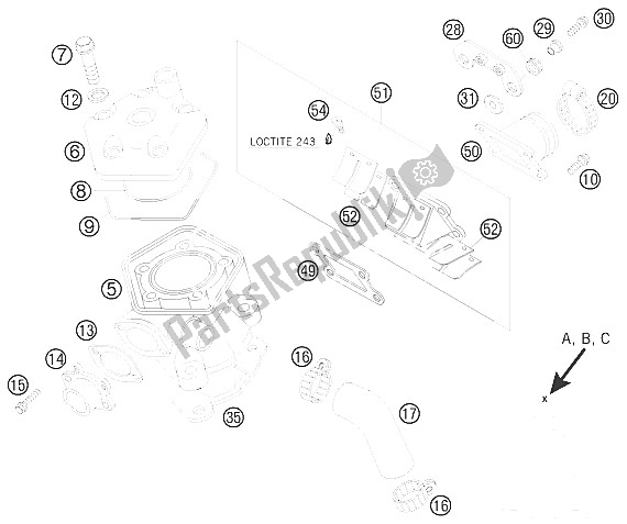 Todas as partes de Cilindro, Cabeça Do Cilindro do KTM 50 SX Europe 6003H4 2008