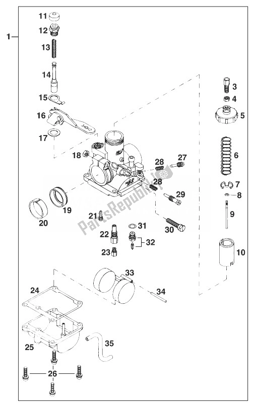 All parts for the Carburetor 50 Sxr Mikuni Vm18-14 of the KTM 50 Mini Adventure Europe 1998