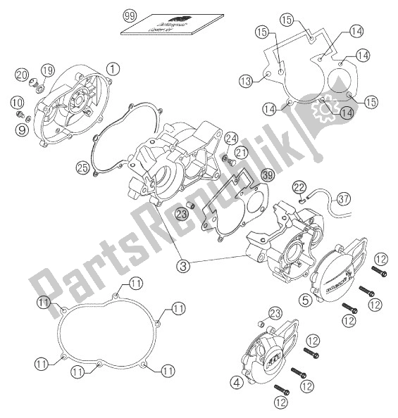 Todas as partes de Caixa Do Motor do KTM 50 Mini Adventure Europe 2003