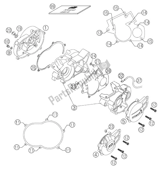 Tutte le parti per il Cassa Del Motore del KTM 50 Senior Adventure Europe 2004