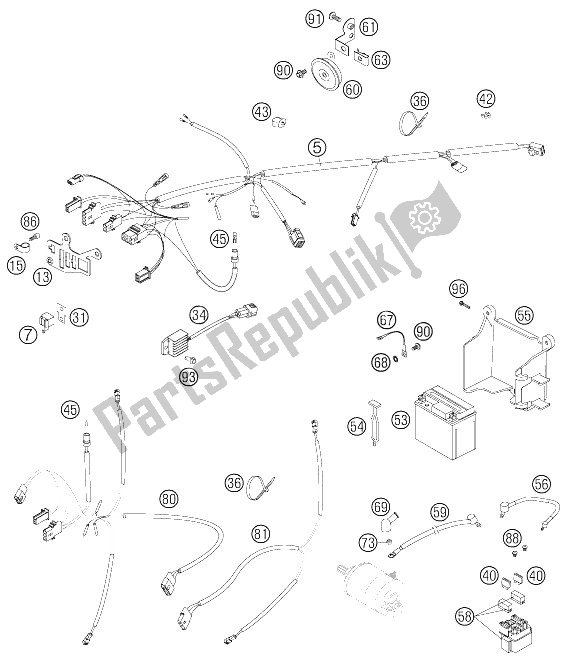 All parts for the Wiring Harness of the KTM 525 XC Desert Racing Europe 2006