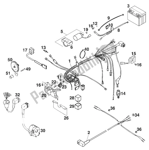 Tutte le parti per il Cablaggio 125 Lc2 '96 del KTM 125 LC2 80 WEIß BRD Europe 1996