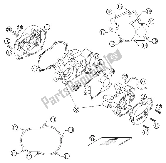 Toutes les pièces pour le Carter Moteur 50 Ac 2002 du KTM 50 Mini Adventure Europe USA 2002