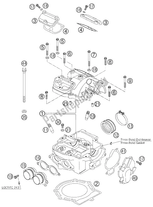 All parts for the Cylinder Head of the KTM 450 SMR Europe 2006