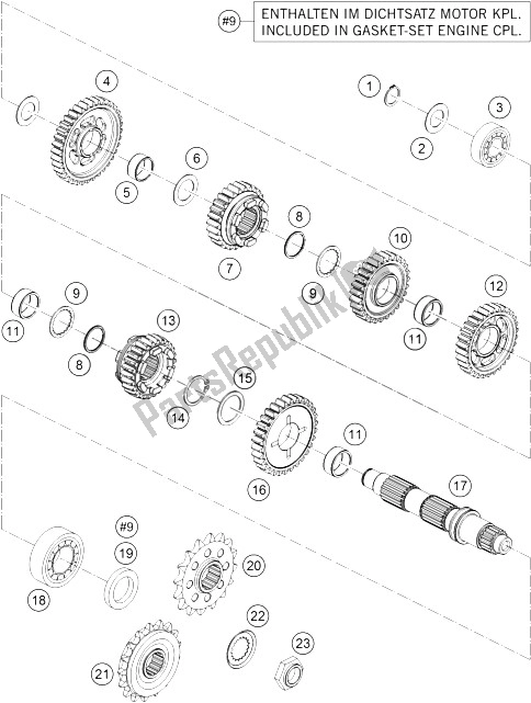 All parts for the Transmission Ii - Countershaft of the KTM 1190 Adventure ABS Grey France 2016