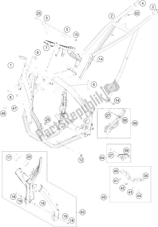 Tutte le parti per il Telaio del KTM 450 XC F USA 2015