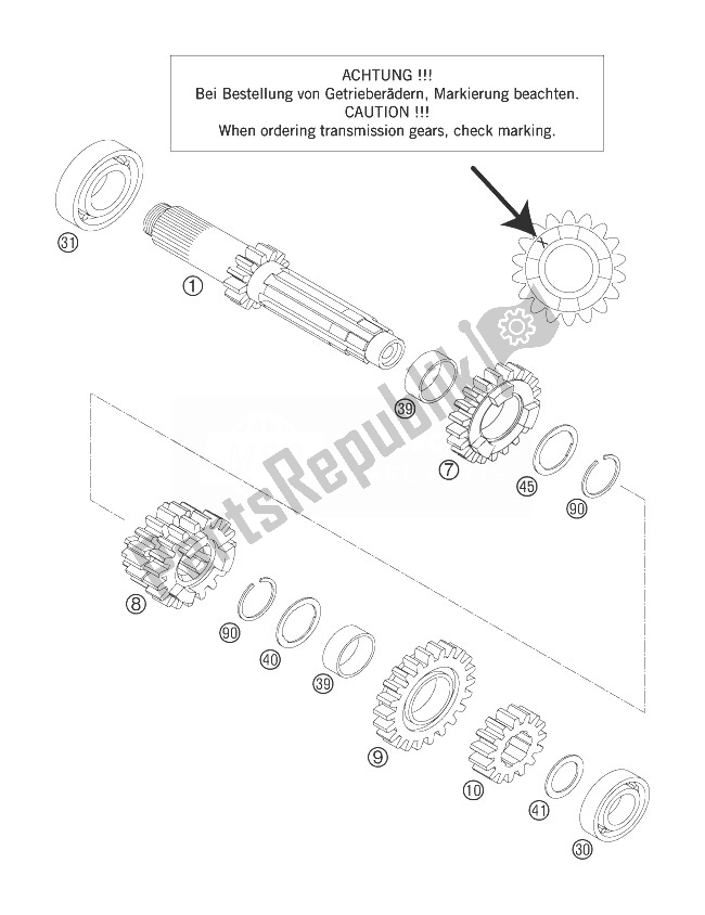 Toutes les pièces pour le Transmission I du KTM 200 XC W USA 2007