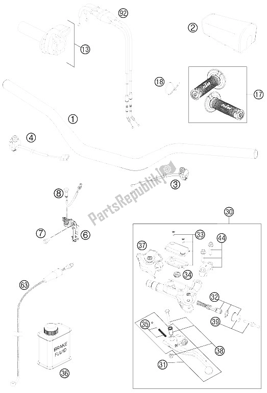 Todas las partes para Manillar, Controles de KTM 450 SX F Europe 2015